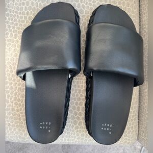 a new day Black Slide Sandals